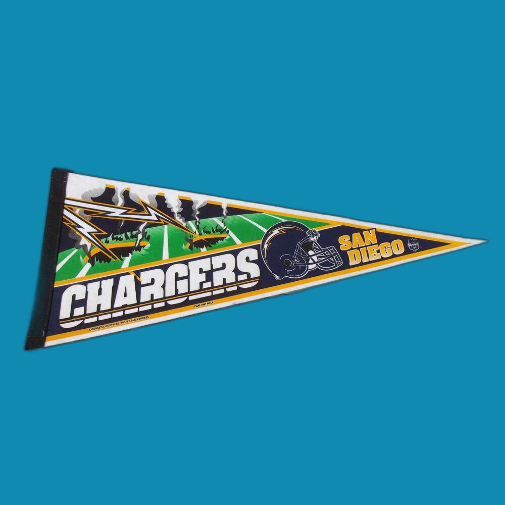 Vintage San Diego Chargers NFL Licensed 30"x 12" Pennant Rico Tag Express